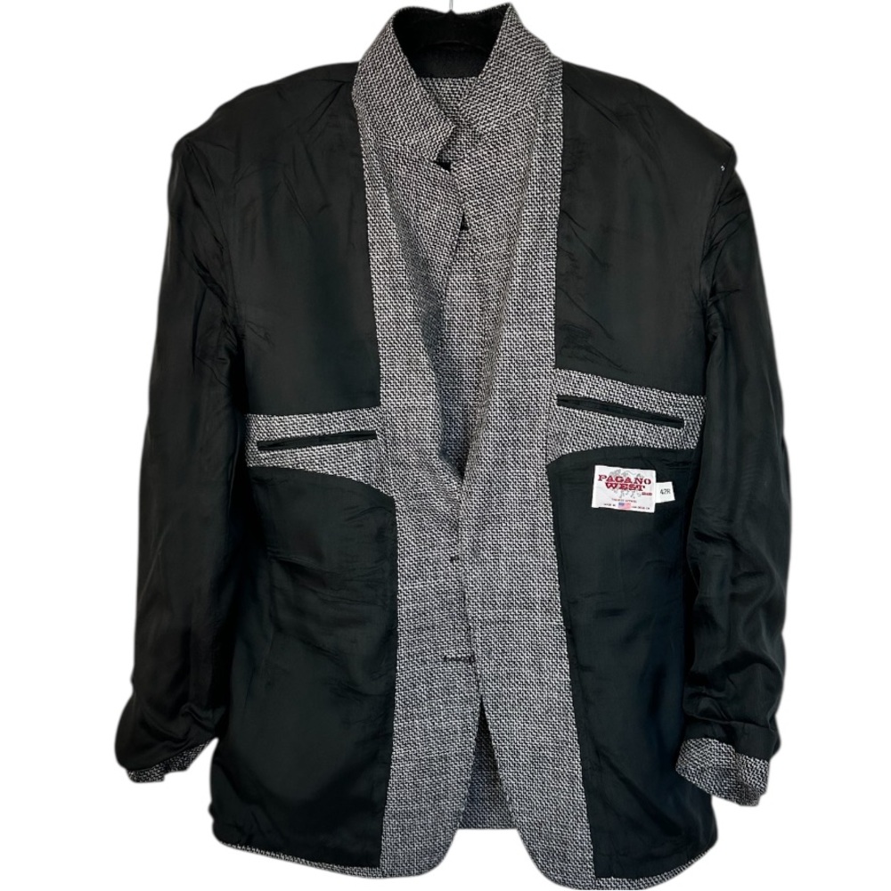 PAGANO WEST Vintage Men’s WesternStyle Blazer SportCoat Gray Tweed WoolBlend 42R - Picture 9 of 15